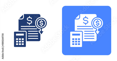 Budget Glyph  Two-tone color and contrasting background icon illustration
