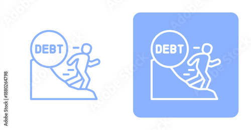 Debt Line  Two-tone color and contrasting background icon illustration