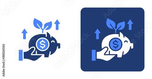 -Piggy Bank Glyph Color  Two-tone color and contrasting background icon illustration