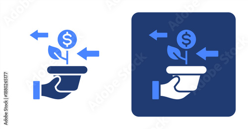 Investment Return Glyph Color  Two-tone color and contrasting background icon illustration