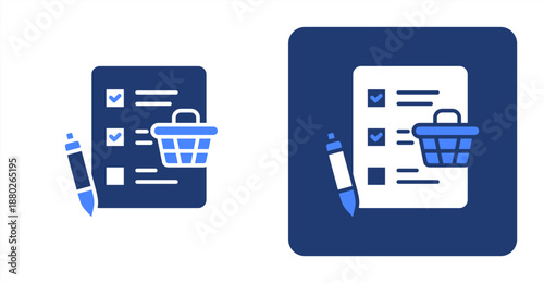 Grocery List Glyph Color  Two-tone color and contrasting background icon illustration