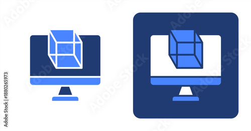 Simulation Glyph Color  Two-tone color and contrasting background icon illustration