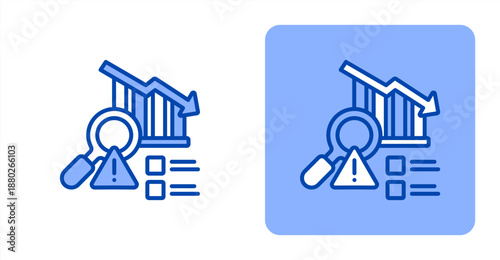 Risk Analysis Line Color  Two-tone color and contrasting background icon illustration