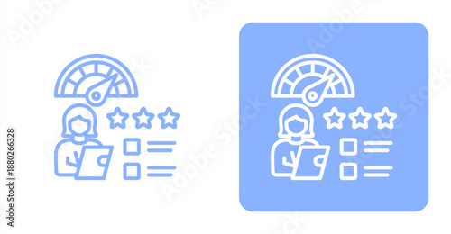 Peer Review Line  Two-tone color and contrasting background icon illustration