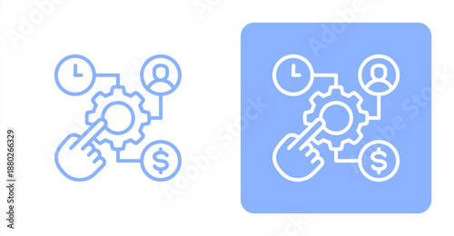 Resource Allocation Line  Two-tone color and contrasting background icon illustration