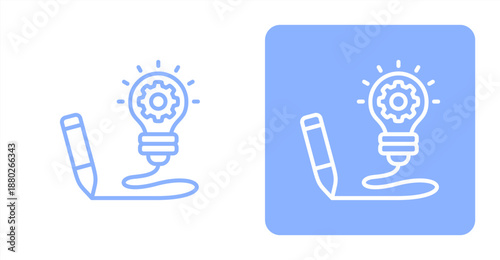 Conceptualization Line  Two-tone color and contrasting background icon illustration