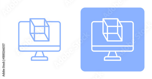 Simulation Line  Two-tone color and contrasting background icon illustration