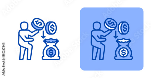 Financial Freedom Line Color  Two-tone color and contrasting background icon illustration