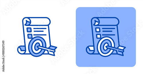 Goal Setting Line Color  Two-tone color and contrasting background icon illustration