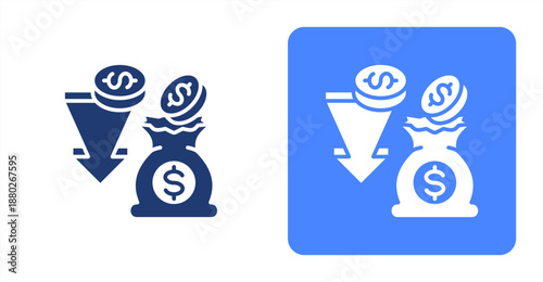 Income Glyph  Two-tone color and contrasting background icon illustration
