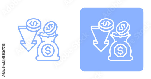 Income Line  Two-tone color and contrasting background icon illustration