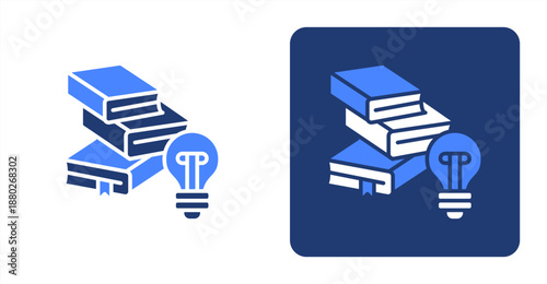 Learning Glyph Color  Two-tone color and contrasting background icon illustration