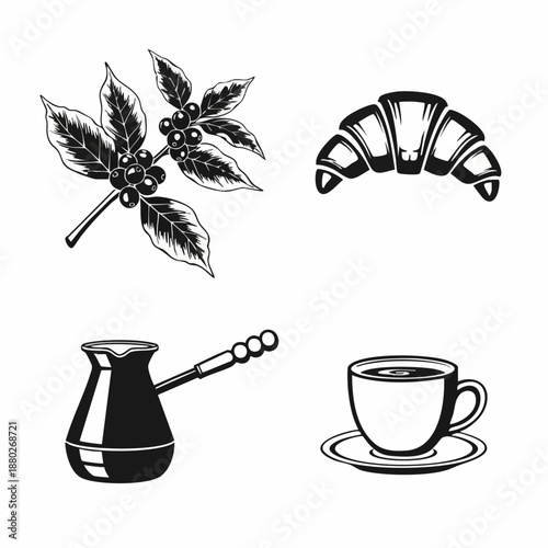 Coffee and Croissant Morning Breakfast Set.