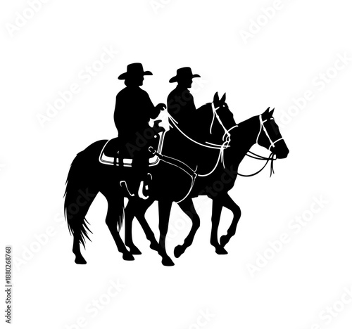 Cowboys Riding Horses Silhouette