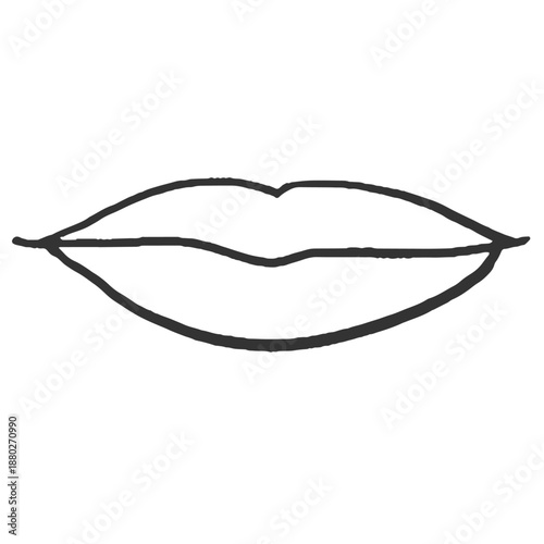 シンプルな唇のイラスト　線画