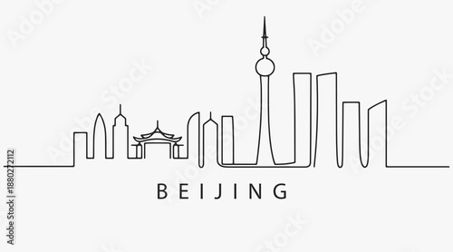 Flat Design one line without breaking the Beijing city.
