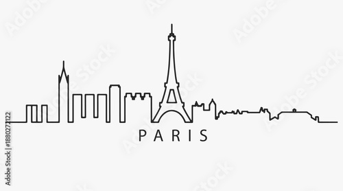 Flat Design one line without breaking the Paris city.