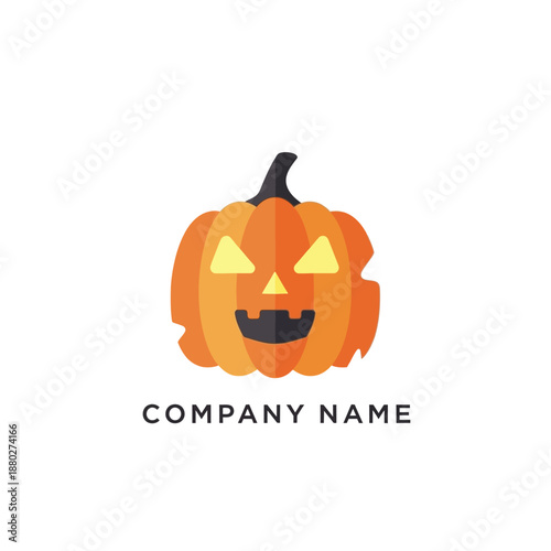 Halloween Pumpkin Face Logo Design Element.