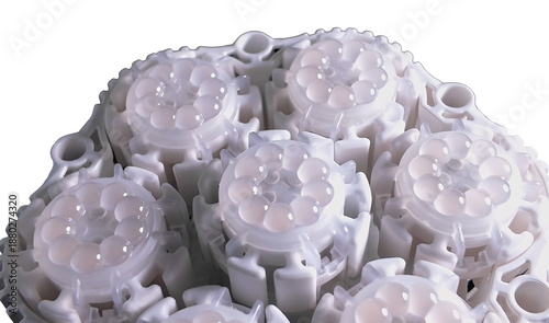 Close up of grow light LED bulb to supplement natural sunlight or provide sole illumination for indoor plants, essential for plant growth and photosynthesis.