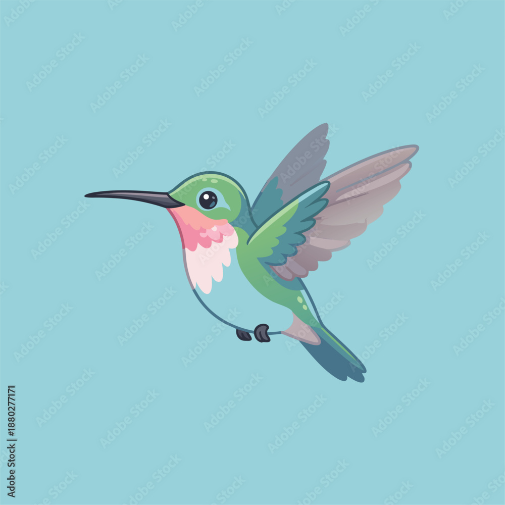 Fototapeta premium Hummingbird in flight, vibrant colors, delicate wings.