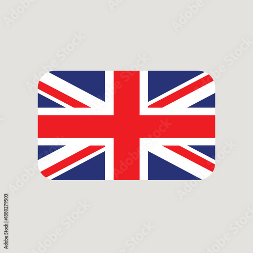 Union Jack Flag - United Kingdom National Symbol on Gray Background
