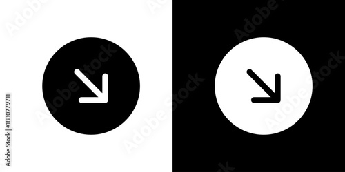 丸に右下矢印のシンプルなナビゲーションアイコン（ベクター）