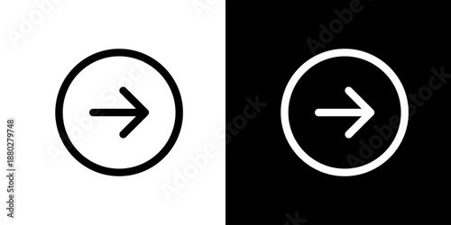 丸に右矢印・進むのシンプルアイコン（ベクター）