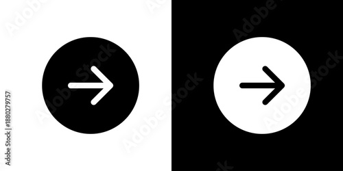 丸に右矢印・進むのシンプルアイコン（ベクター）