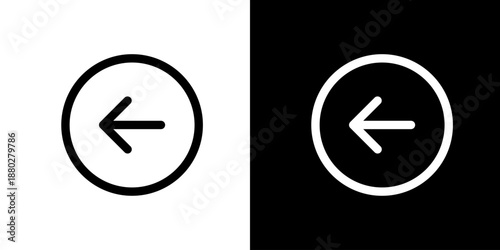 丸に左矢印・戻るのシンプルアイコン（ベクター）