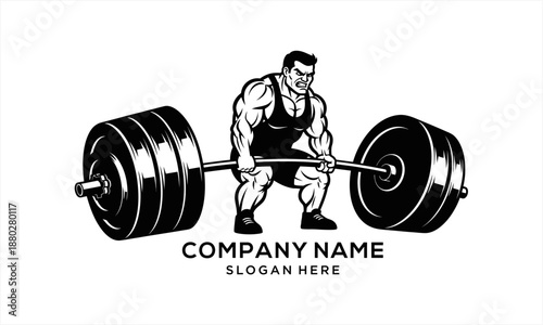 Muscular bodybuilder preparing for a heavy barbell lift in a gym setting.