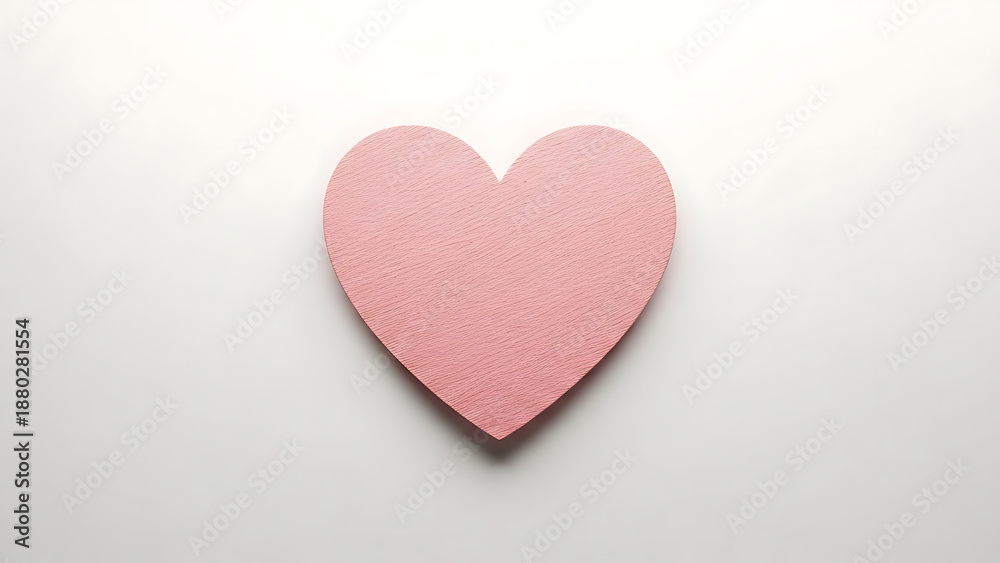 Obraz premium Valentine love heart on white background with sparkle texture and shadow