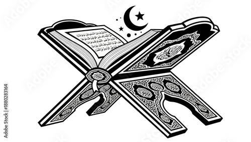 Black_and_white_Quran_stand_rehal_icon___1766811283340.eps