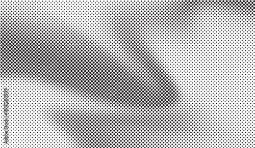 Retro pop art halftone dot pattern with pixel particles wave grunge texture vector background