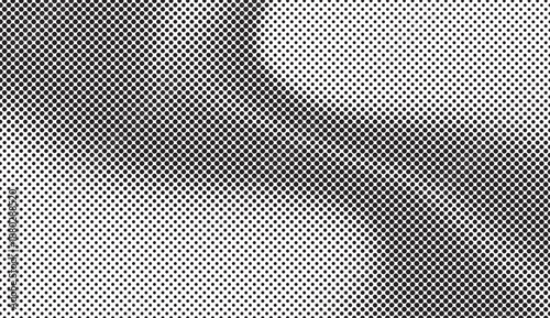 Monochrome pixel wave halftone fading polka dot vector background