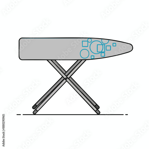 Ironing Board with Iron Resting on it