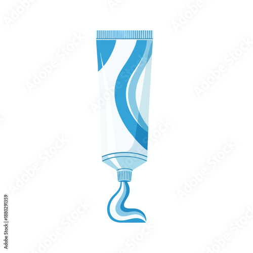 Squeezed Toothpaste Tube with Blue Stripes