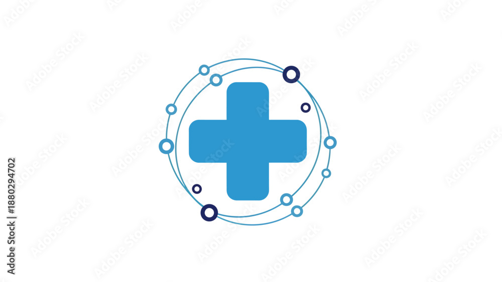 Obraz premium Blue Medical Cross Symbol with Digital Network Connections.