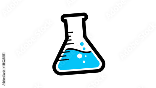 Simple Icon of a Laboratory Flask with Blue Liquid.