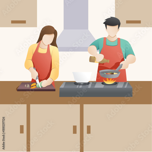 Couple Preparing Food