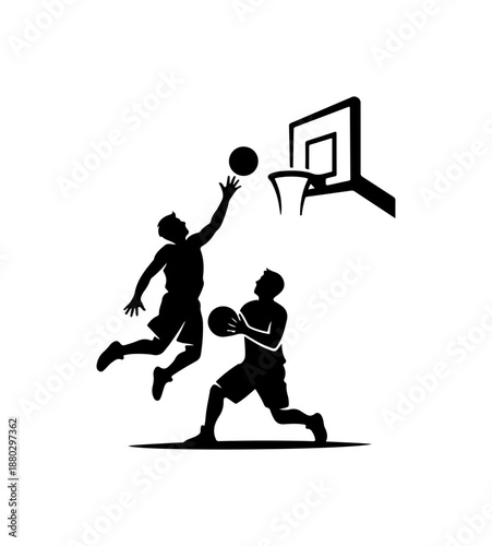 basketball two player silhouette