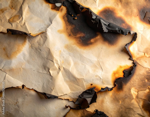 焼き焦げた古紙のテクスチャ/Burnt old paper texture