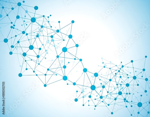 Blue interconnected network design on gradient blue background