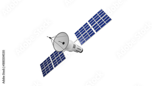 3D Communications Satellite in Space Illustration