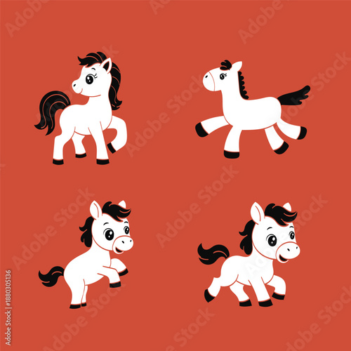 Cute Cartoon Ponies Illustrator Collection