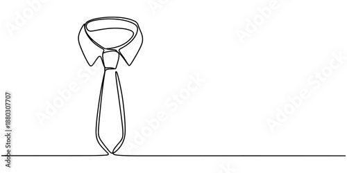 Continuous single line drawing of tie and lettering International Men's Day. Concept Men's Day card one line style, Single line drawing of a Tie, Continuous one line drawing of work tie. Pro vector