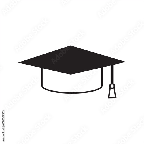 Graduation cap icon collection. Academic cap on white background.