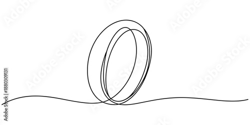 Continuous line drawing, Wedding rings, Black isolated on white background, Hand drawn vector illustration, Wedding ring line art style vector illustration, Wedding rings continuous one line drawing.