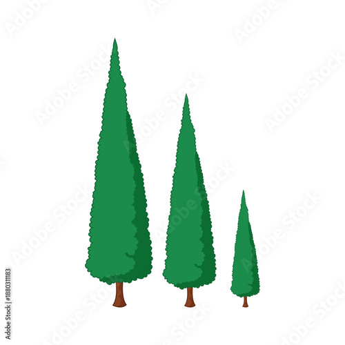 
Evergreen Conifer Trees Collection – Spruce, Fir, Pine, Cedar and Cypress Tree Vector Illustration for Forest, Nature and Winter Landscape Design