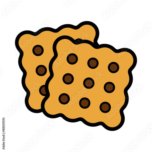 Golden Brown Square Crackers Food Vector Illustration