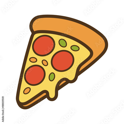 Delicious Pepperoni Pizza Slice Cartoon Vector Illustration